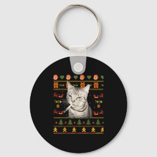 Funny Smoking Cat Meme Christmas Ugly Sweaters For Keychain