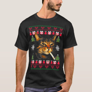 Funny Smoking Cat Meme Ugly Christmas Sweater For
