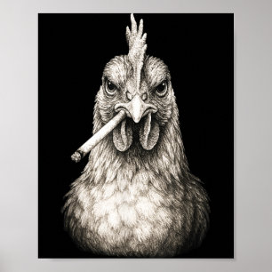 Funny Smoking Chicken Cigarette Gen Z Meme Farm An Poster