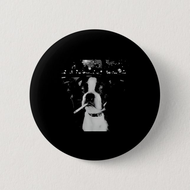 Funny Smoking Dog Meme  Button (Front)