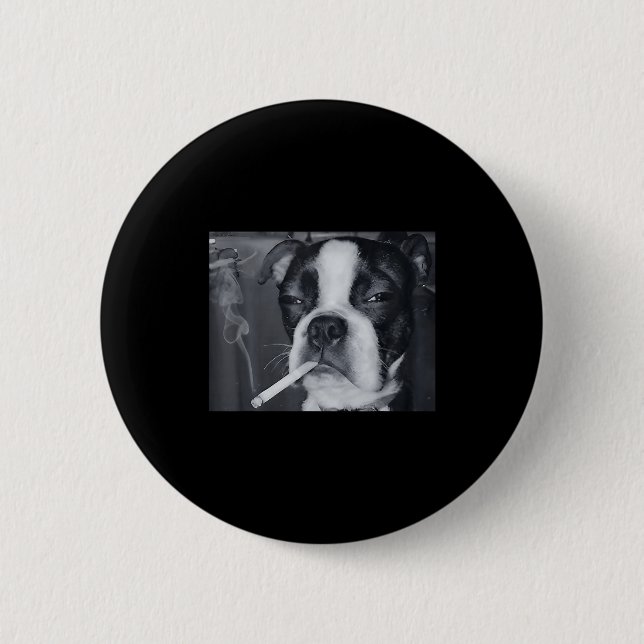 Funny Smoking Dog Meme Cigarette Gen Z Meme Dog Lo Button (Front)