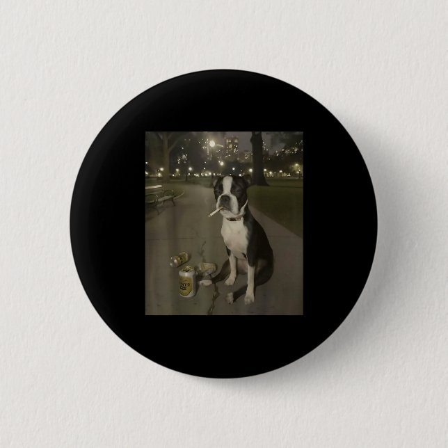 Funny Smoking Dog Meme Cigarette Gen Z Meme Dog Lo Button (Front)