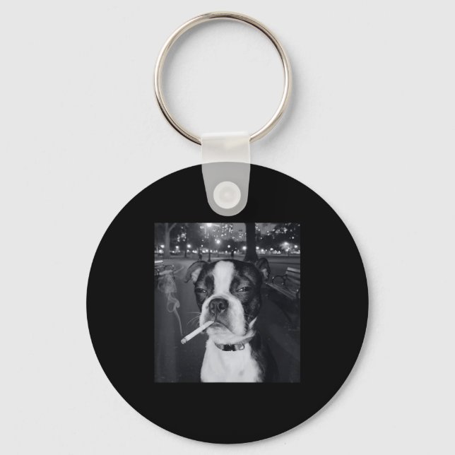 Funny Smoking Dog Meme Cigarette Gen Z Meme Dog Lo Keychain (Front)