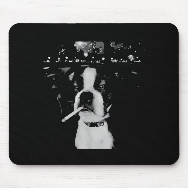 Funny Smoking Dog Meme  Mouse Pad (Front)
