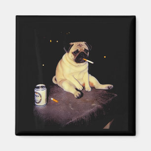 Funny Smoking Dog Pug Meme  Magnet
