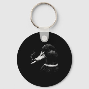 Funny smoking duck hunting mallard duck smoking keychain