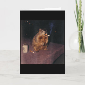 Funny Smoking Groundhog Cigarette Gen Z Retro Meme Card