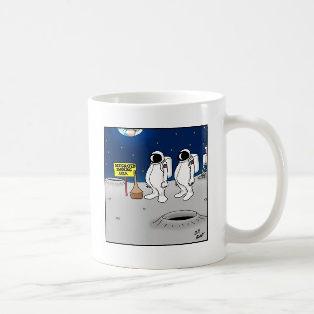 Funny Smoking in Space Cartoon Gifts Coffee Mug (Right)