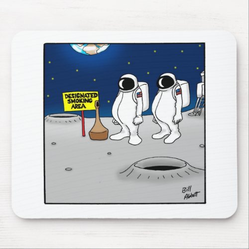 Funny Smoking in Space Cartoon Gifts Mouse Pad