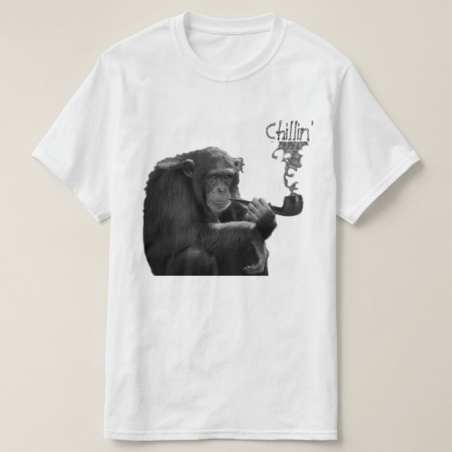 Funny Smoking Macho Gorilla Humorous Monkey  T-Shirt (Design Front)
