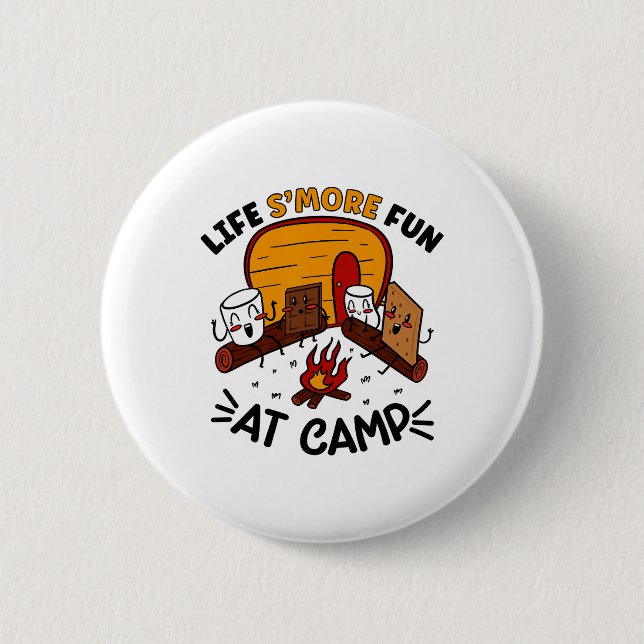 Funny S'mores Camping Campfire Marshmallow Life S' Button (Front)