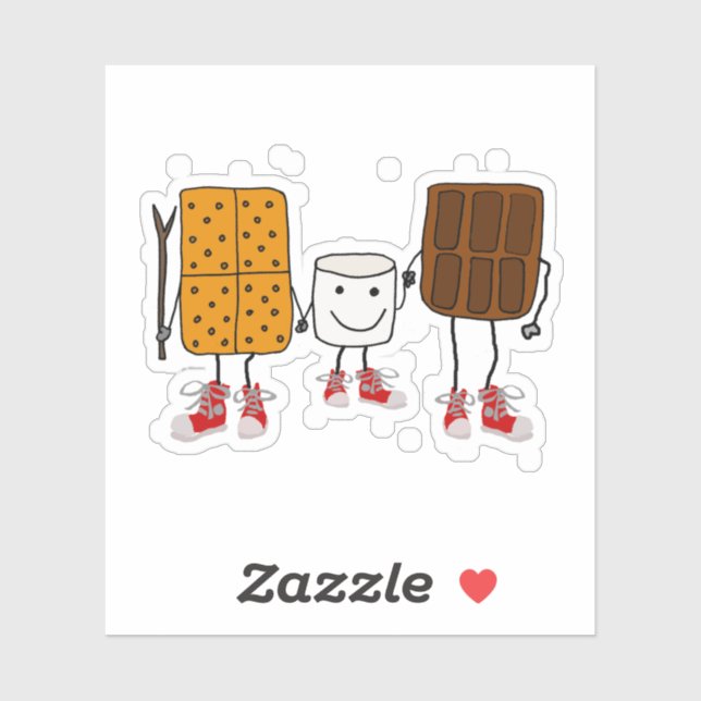 Funny Smores Camping Cartoon Sticker (Sheet)