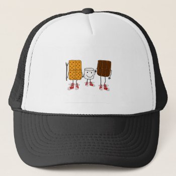Funny Smores Characters Cartoon Trucker Hat by naturesmiles at Zazzle