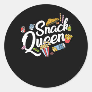 Funny Snack Lover Designs For Women Girls Snack Qu Classic Round Sticker