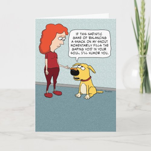 Funny Snack on Dog Snout Birthday Card