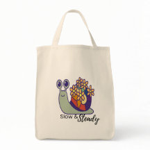 Funny Snail Canvas Tote Bag-Reusable-Flower Tote