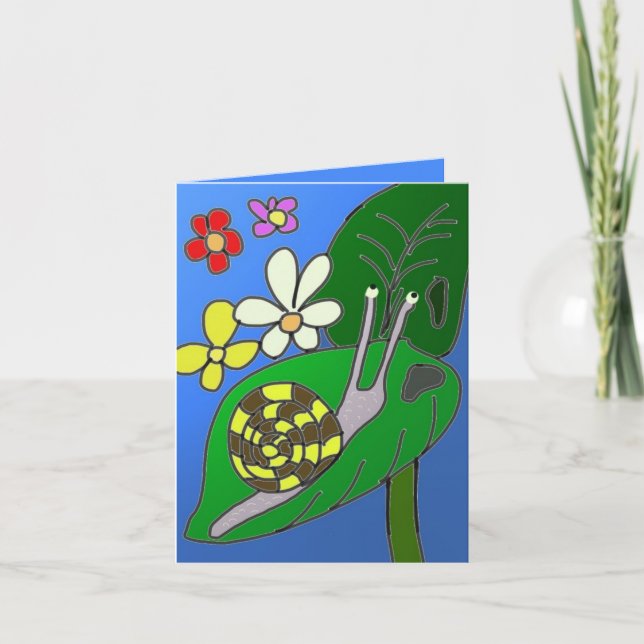 Funny Snail Editable  Card (Front)