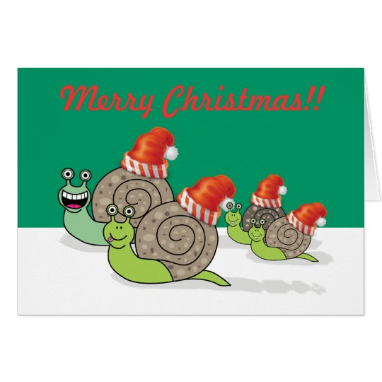 Funny Snail Family Christmas Card