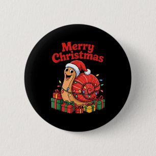Funny Snail Santa Hat Animals Lovers Ugly Christma Button