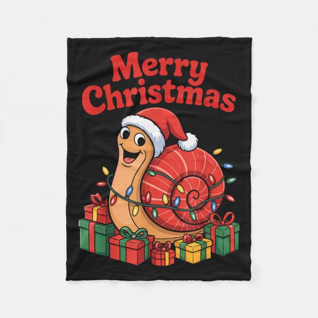 Funny Snail Santa Hat Animals Lovers Ugly Christma Fleece Blanket (Front)
