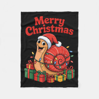 Funny Snail Santa Hat Animals Lovers Ugly Christma Fleece Blanket