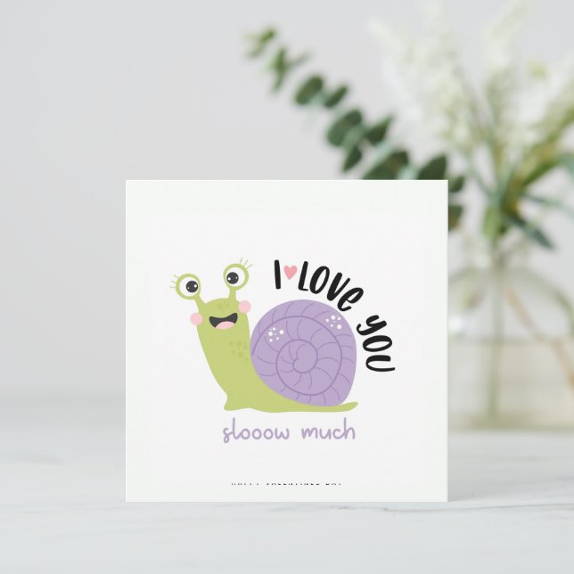 Funny Snail Valentines Day Greeting Card (Standing Front)