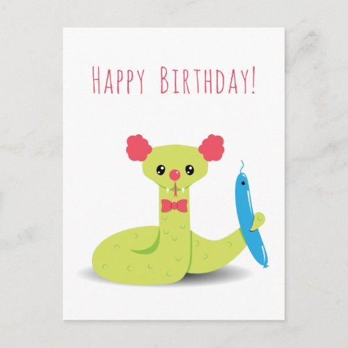 Funny Snake Clown Happy Birthday Postcard