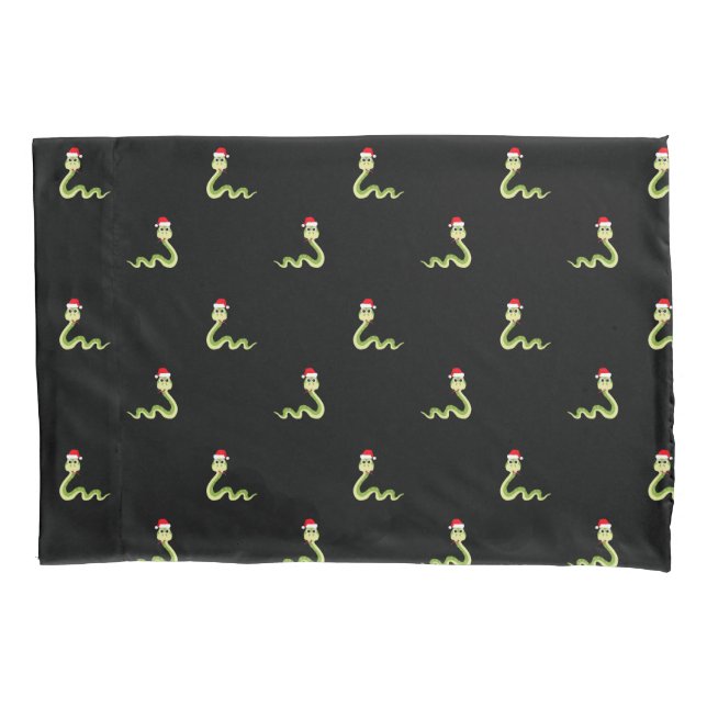 Funny Snake Santa Claus Hat Merry Christmas Xmas Pillow Case (Front)