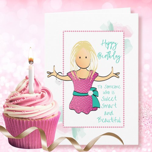 Funny Snarky Humorous Female Cartoon Birthday
