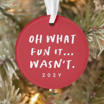 Funny Snarky Red Christmas Photo Ornament by LeaDelaverisDesign at Zazzle
