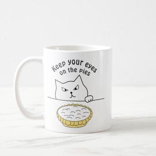 Funny Sneaky Cat after Cream Pie Illustration Coffee Mug