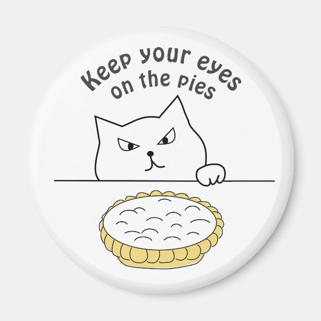 Funny Sneaky Cat after Cream Pie Illustration Magnet (Front)