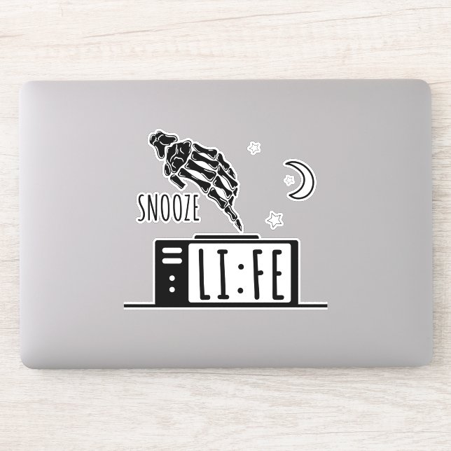Funny Snooze Life Alarm Clock Sticker (Computer)