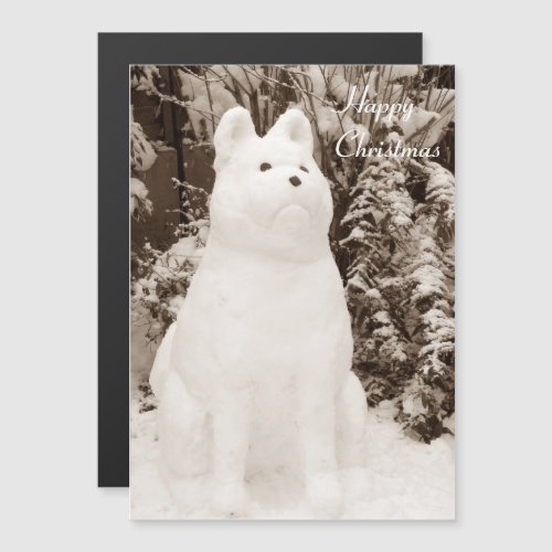 funny snow akita dog snowman for christmas magnetic invitation