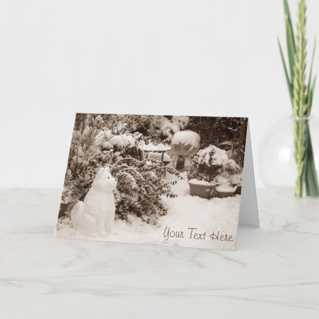 funny snow akita snowman christmas holiday card (Front)