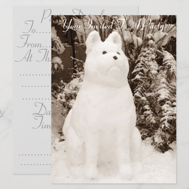 funny snow akita snowman christmas snow dog invitation (Front/Back)