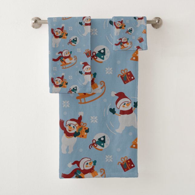 Funny Snow Angel Bath Towel Set (Insitu)