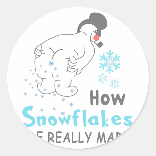 Funny Snow How Snowflakes Are Really Made  Classic Round Sticker (Front)