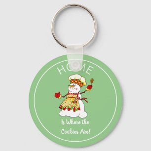 Funny Snow Lady Cookie Chef Magnet Keychain