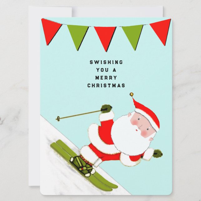 Funny Snow Skiing Christmas Holiday Card (Front)
