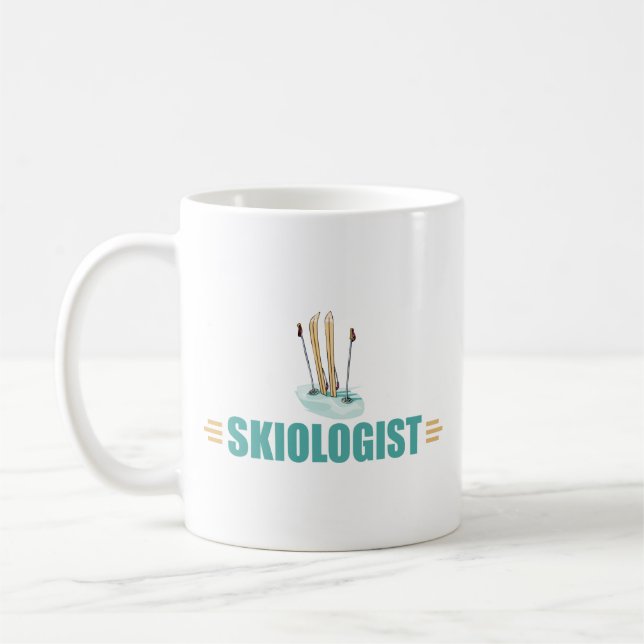 Funny Snow Skiing Coffee Mug (Left)