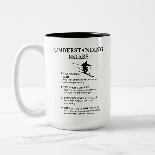 Funny Snow Sport Humor for Powder Addicts Two-Tone Coffee Mug (Left)