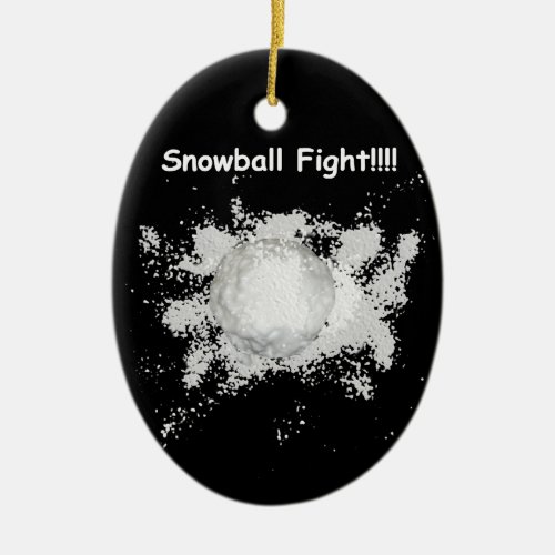 Funny Snowball Fight Christmas Ornament