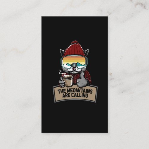 Funny Snowboard Ski Cat Snow Goggles Mountains Business Card