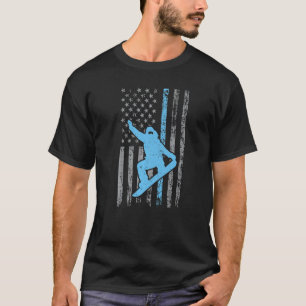 Funny Snowboarding American Flag Snowboarder For W T-Shirt