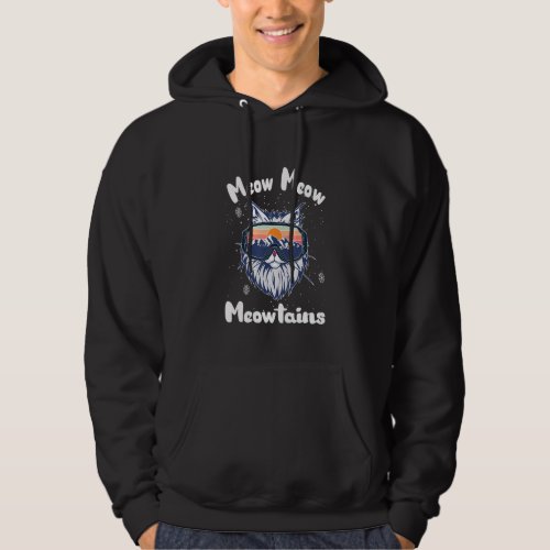 Funny Snowboarding Cat Skiing Goggles Meow Meow Mo Hoodie