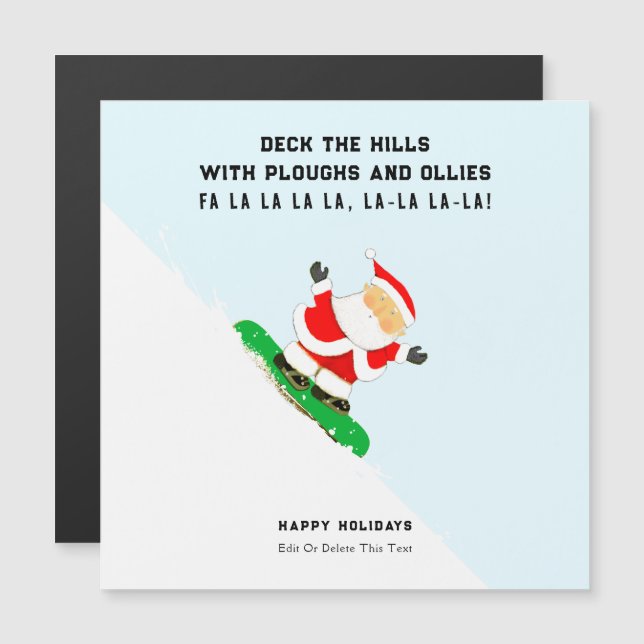 Funny Snowboarding Christmas Holiday Cards (Front/Back)