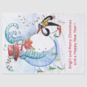 FUNNY SNOWMAN AND PENGUIN'S WINTER SERENADE TISSUE PAPER
