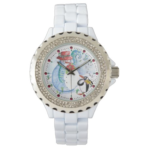 FUNNY SNOWMAN AND PENGUINS WINTER SERENADE WATCH