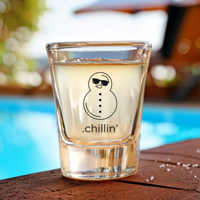Funny Snowman Chillin' Cheeky Sippers  Humorous Shot Glass (Funny chillin' snowman shot glass as part of the Cheeky Sippers collection by MugPint.)